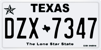 TX license plate DZX7347