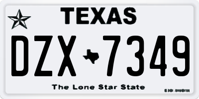 TX license plate DZX7349