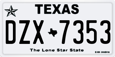 TX license plate DZX7353