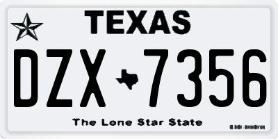 TX license plate DZX7356