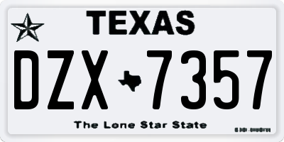 TX license plate DZX7357