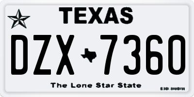 TX license plate DZX7360