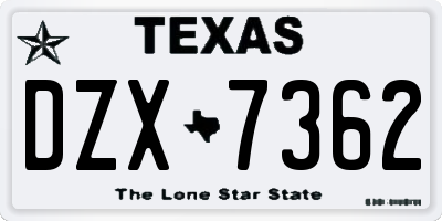 TX license plate DZX7362