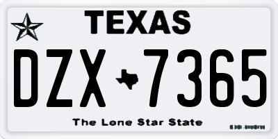 TX license plate DZX7365
