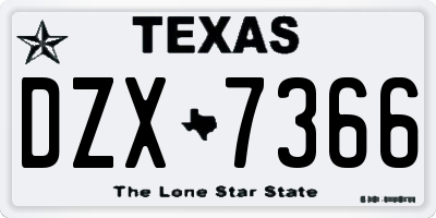 TX license plate DZX7366