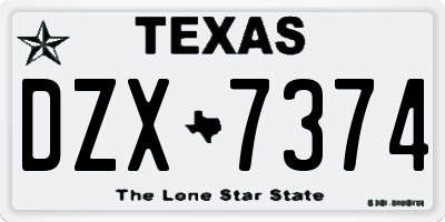 TX license plate DZX7374