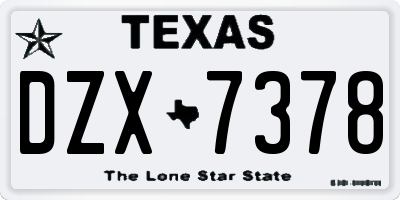 TX license plate DZX7378