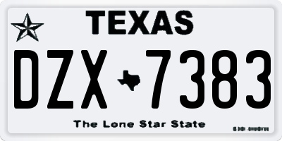 TX license plate DZX7383