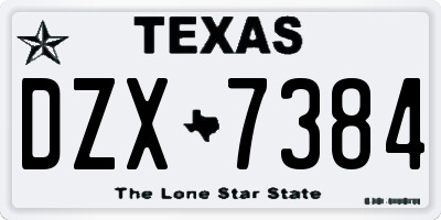 TX license plate DZX7384