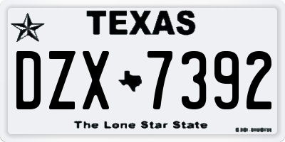 TX license plate DZX7392