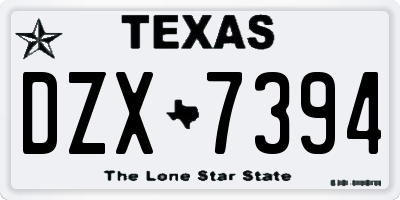 TX license plate DZX7394