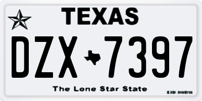 TX license plate DZX7397