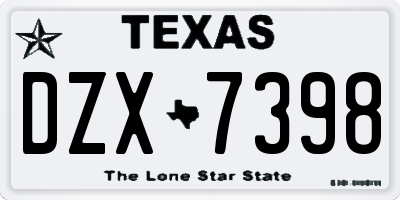TX license plate DZX7398