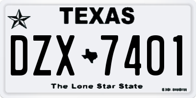 TX license plate DZX7401