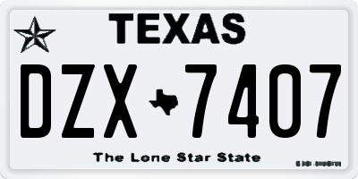 TX license plate DZX7407