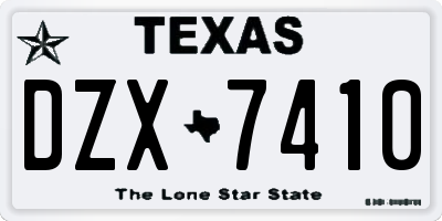 TX license plate DZX7410