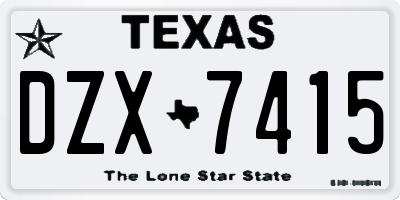 TX license plate DZX7415