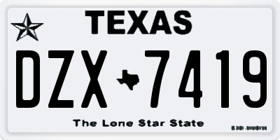 TX license plate DZX7419