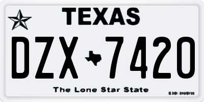 TX license plate DZX7420