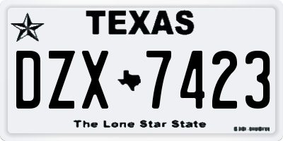 TX license plate DZX7423