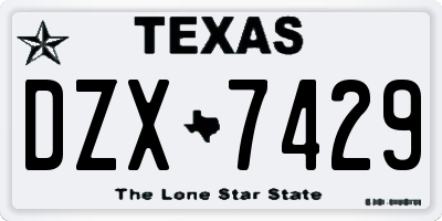TX license plate DZX7429