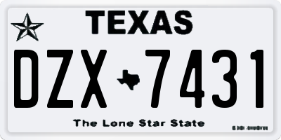 TX license plate DZX7431