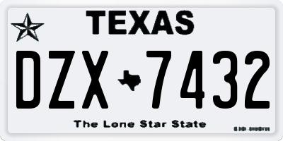 TX license plate DZX7432