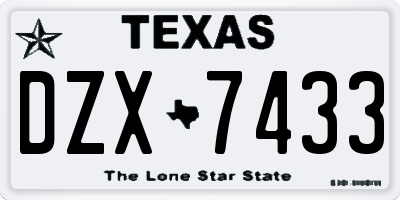 TX license plate DZX7433
