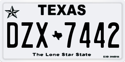 TX license plate DZX7442