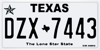 TX license plate DZX7443