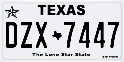 TX license plate DZX7447