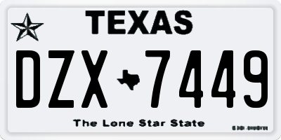TX license plate DZX7449