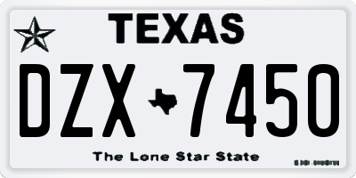 TX license plate DZX7450