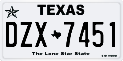 TX license plate DZX7451