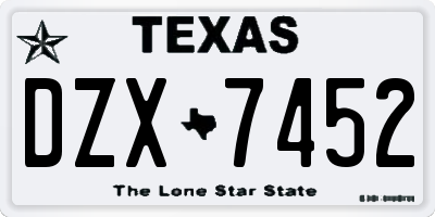 TX license plate DZX7452