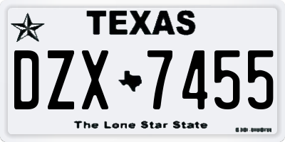 TX license plate DZX7455