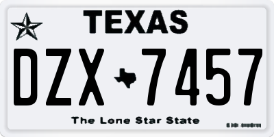 TX license plate DZX7457