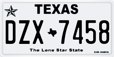 TX license plate DZX7458