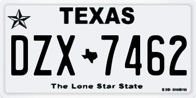 TX license plate DZX7462