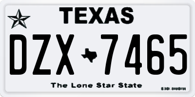 TX license plate DZX7465