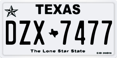 TX license plate DZX7477