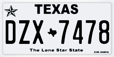 TX license plate DZX7478