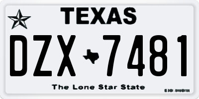 TX license plate DZX7481