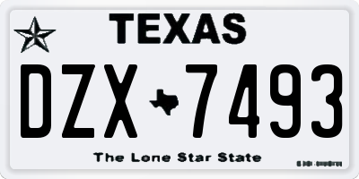 TX license plate DZX7493
