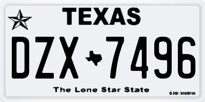 TX license plate DZX7496