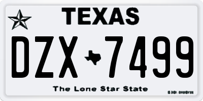 TX license plate DZX7499