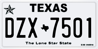 TX license plate DZX7501