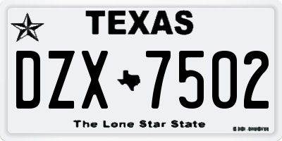 TX license plate DZX7502