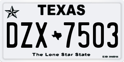 TX license plate DZX7503