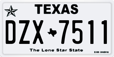 TX license plate DZX7511